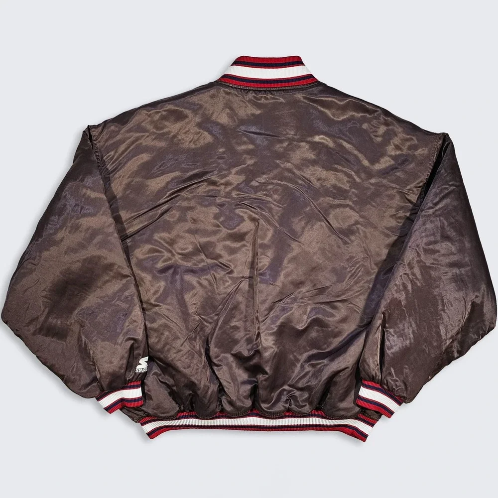 Atlanta Braves Vintage 90s Starter Brown Satin Bomber Jacket